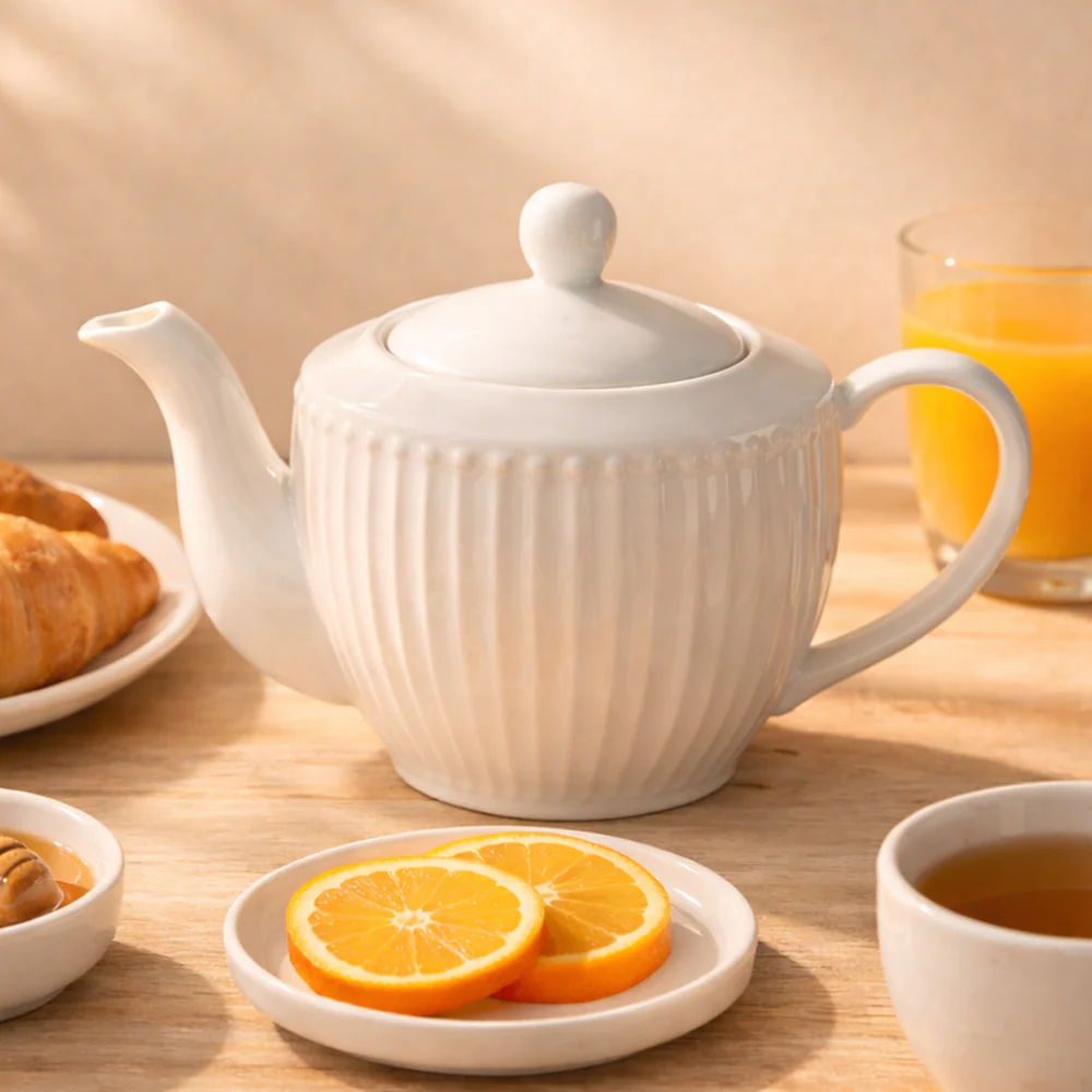Aria Ceramic Teapot 900ml - White - Image 4
