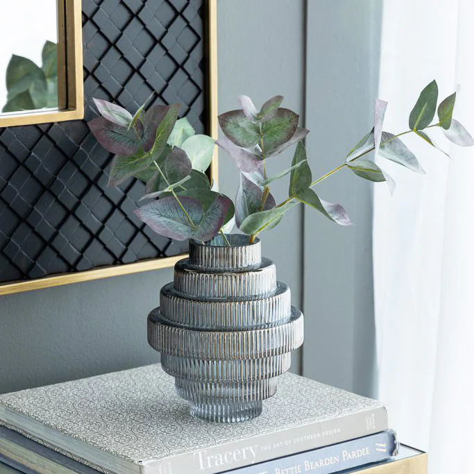 Aria Short Glass Vases, Set of 2 - Smokey Grey - Image 2