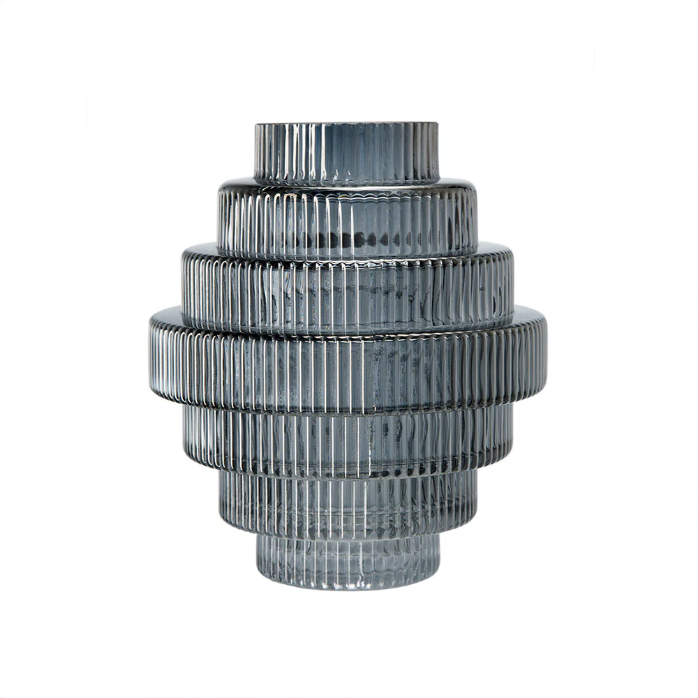 Aria Short Glass Vases, Set of 2 - Smokey Grey - Image 8