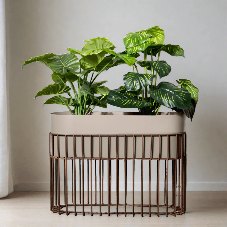Arlo Indoor Metal Planter with Stand - Matte Taupe - Image 2