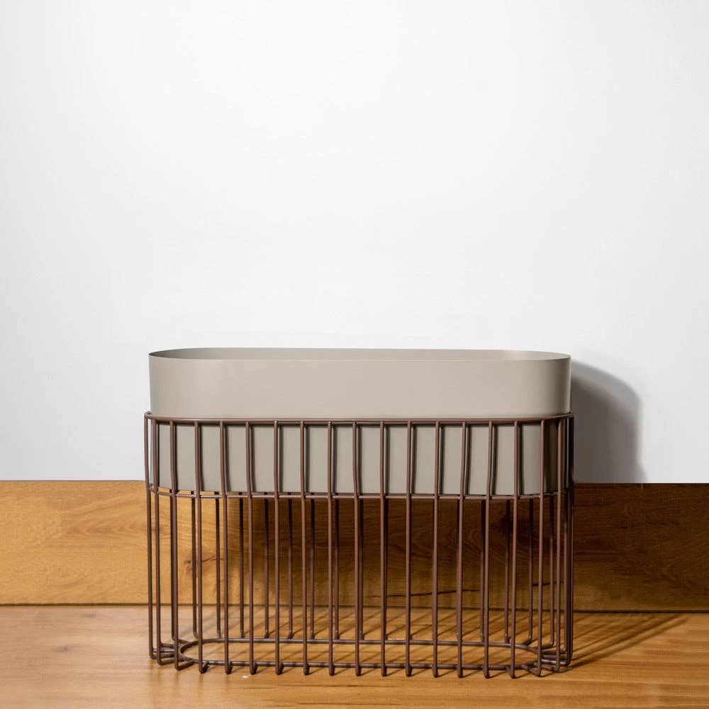 Arlo Indoor Metal Planter with Stand - Matte Taupe - Image 3