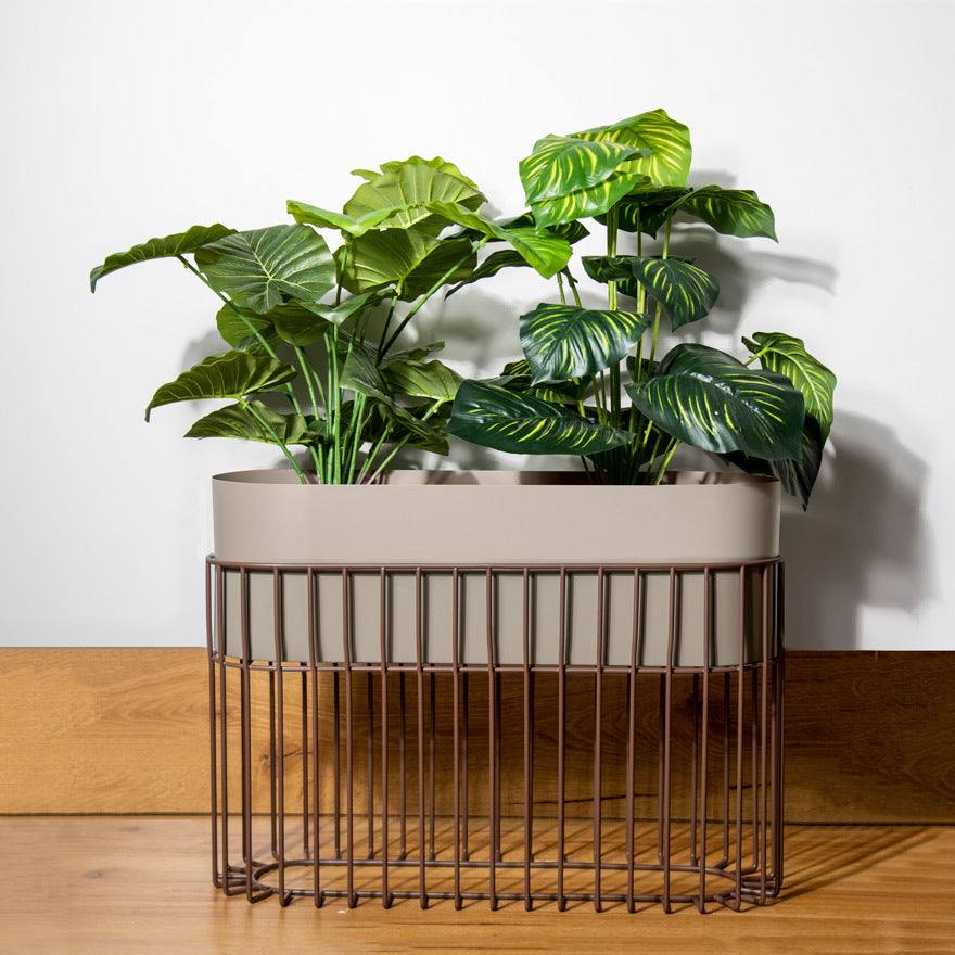 Arlo Indoor Metal Planter with Stand - Matte Taupe - Image 4