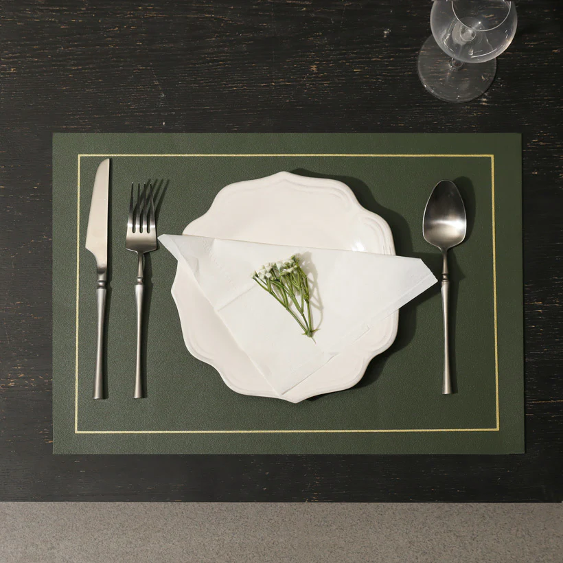 Artem Reversible Placemats, Set of 6 - Green & Grey - Image 6