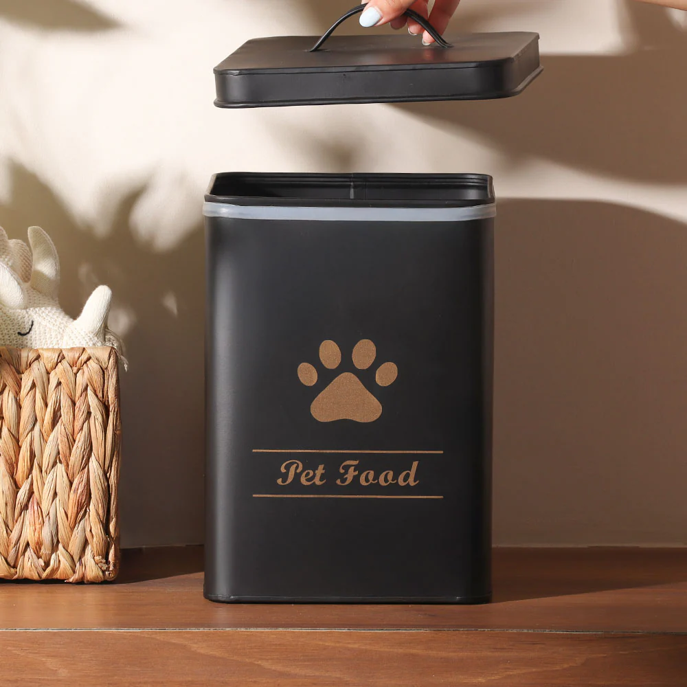 Asilo Metal Pet Food Storage Box - Black Gold - Image 2