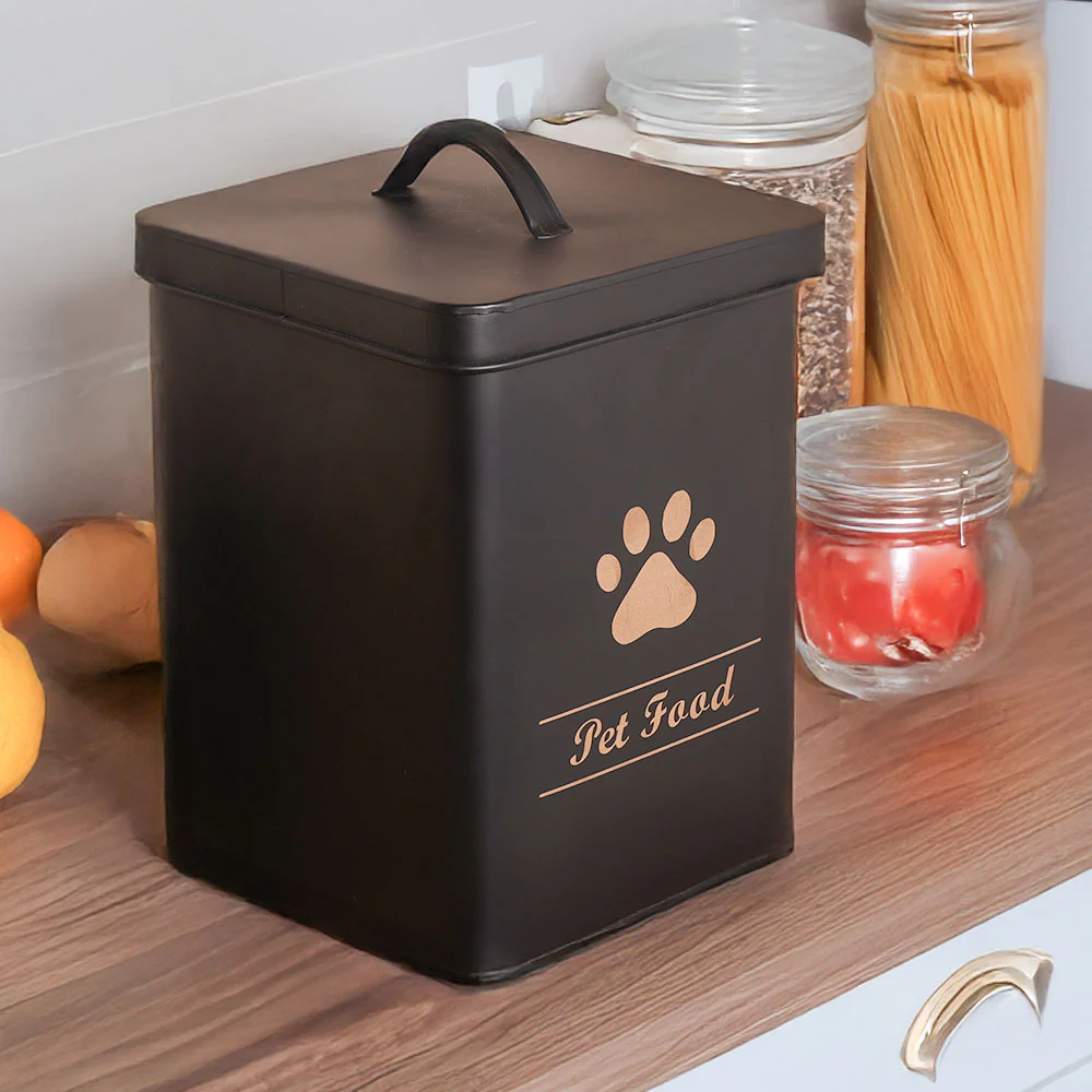 Asilo Metal Pet Food Storage Box - Black Gold - Image 5