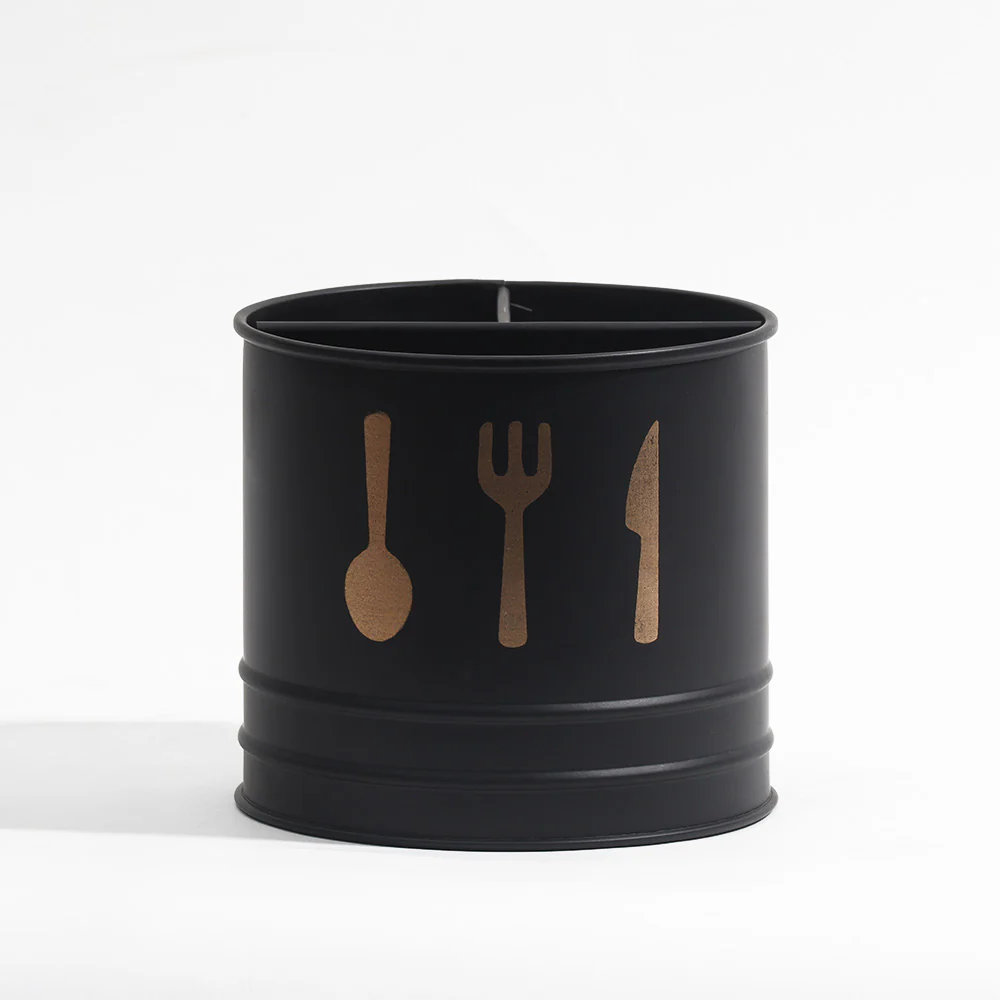 Asilo Metal Sectioned Cutlery Holder - Black - Image 3