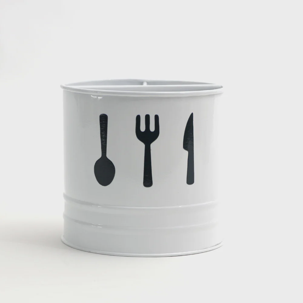 Asilo Metal Sectioned Cutlery Holder - White - Image 4