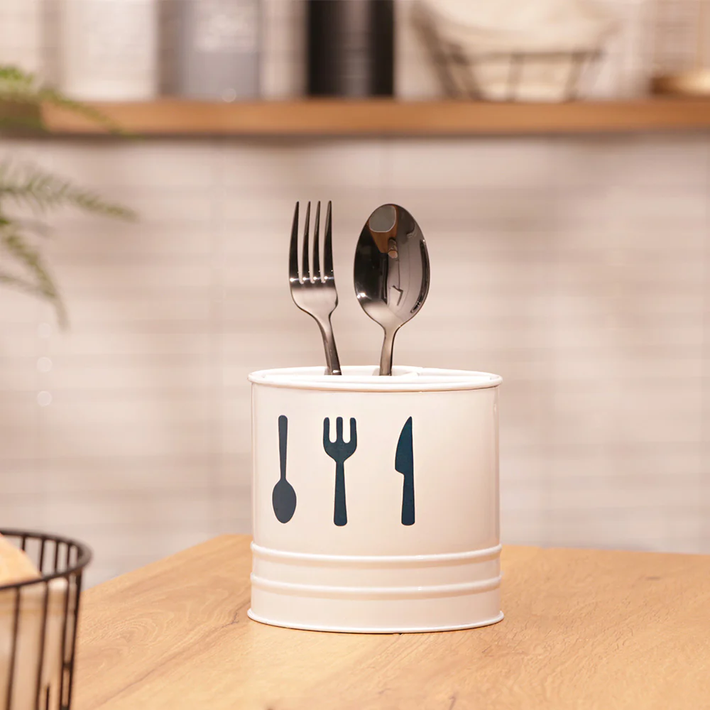 Asilo Metal Sectioned Cutlery Holder - White - Image 5