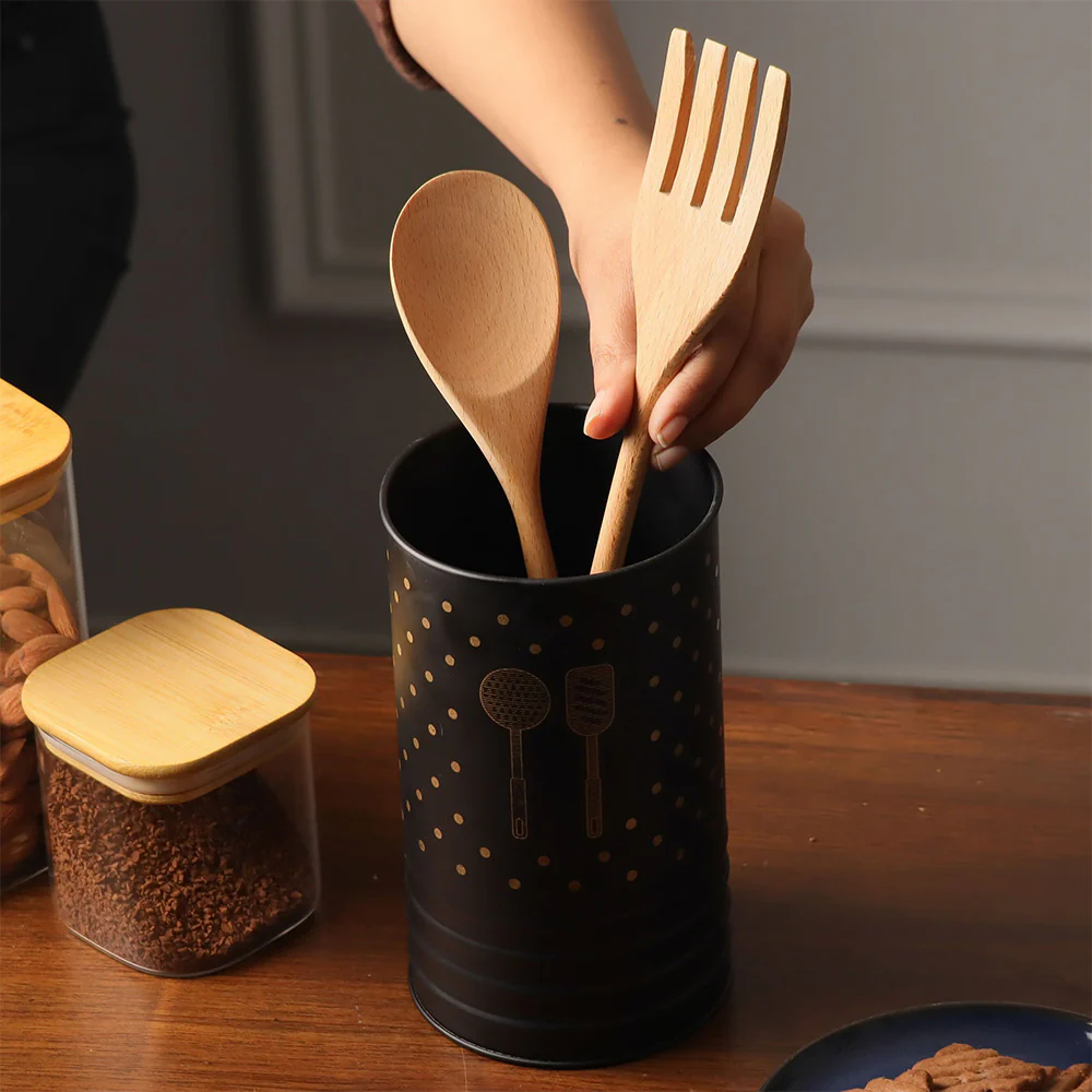Asilo Metal Utensil Holder - Black Gold - Image 2