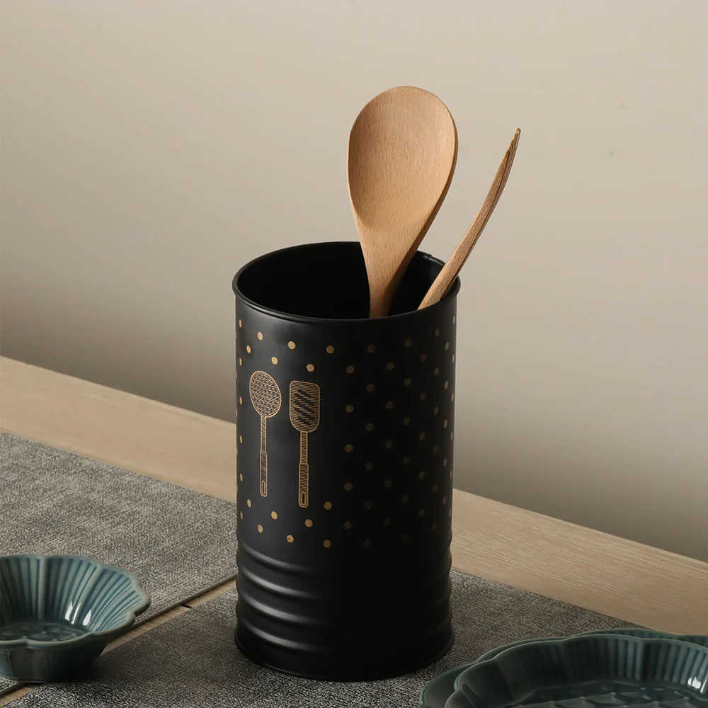 Asilo Metal Utensil Holder - Black Gold - Image 4