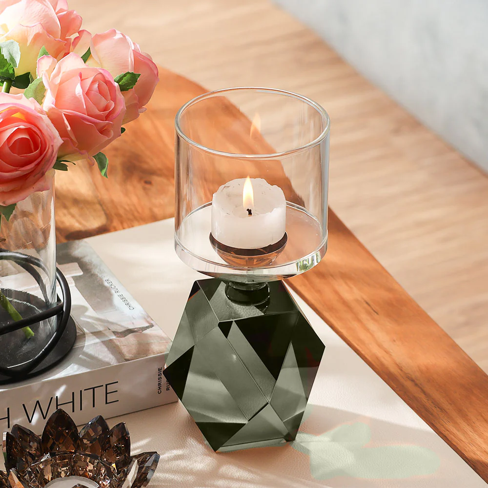 Astrid Crystal Candle Holder - Teal