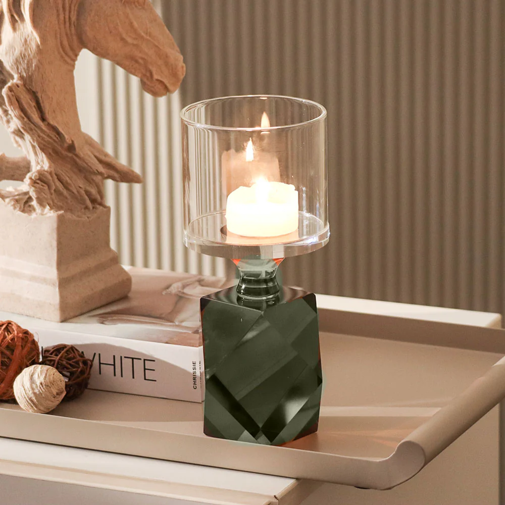 Astrid Crystal Candle Holder - Teal - Image 2