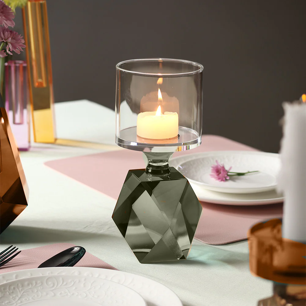 Astrid Crystal Candle Holder - Teal - Image 3