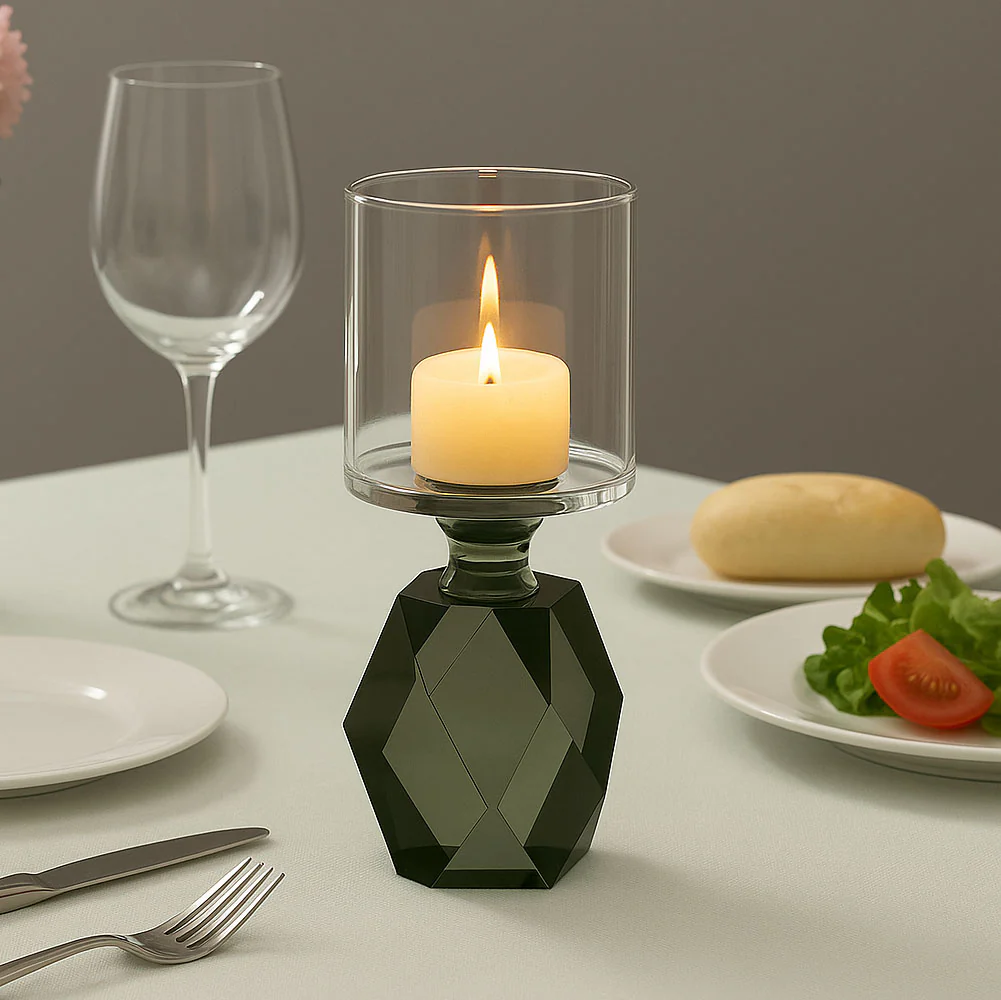 Astrid Crystal Candle Holder - Teal - Image 5