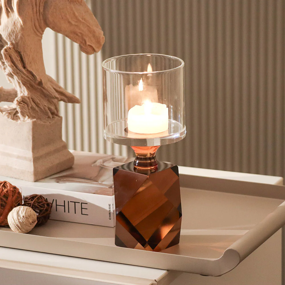 Astrid Crystal Candle Holder - Umber - Image 3