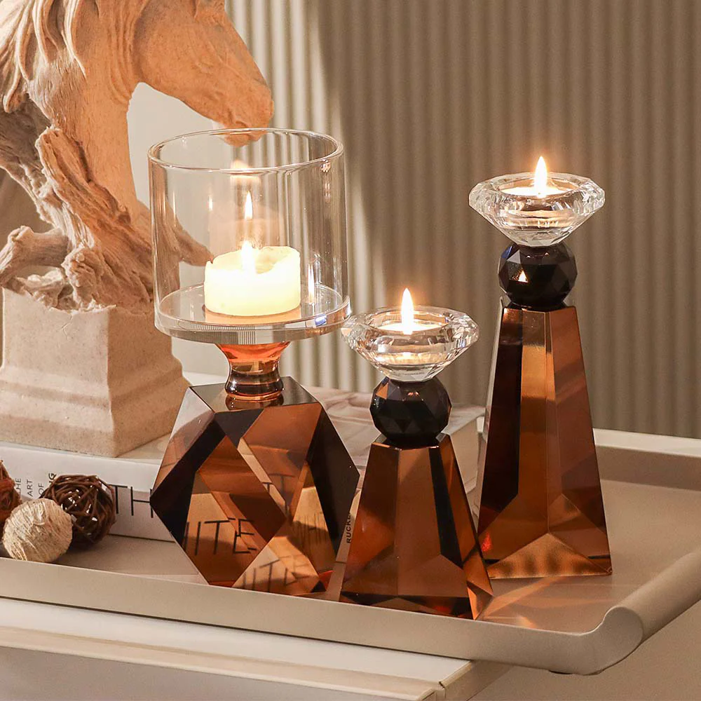 Astrid Crystal Candle Holder - Umber - Image 4
