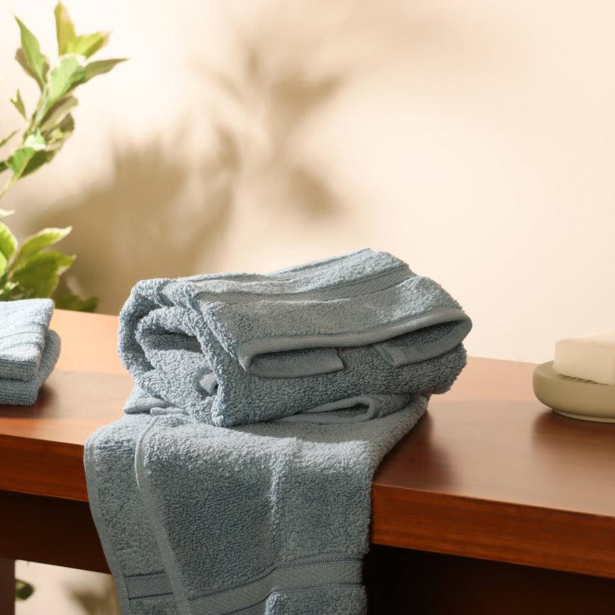 Atelier Egyptian Cotton Hand Towels, Set of 2 - Blue - Image 4