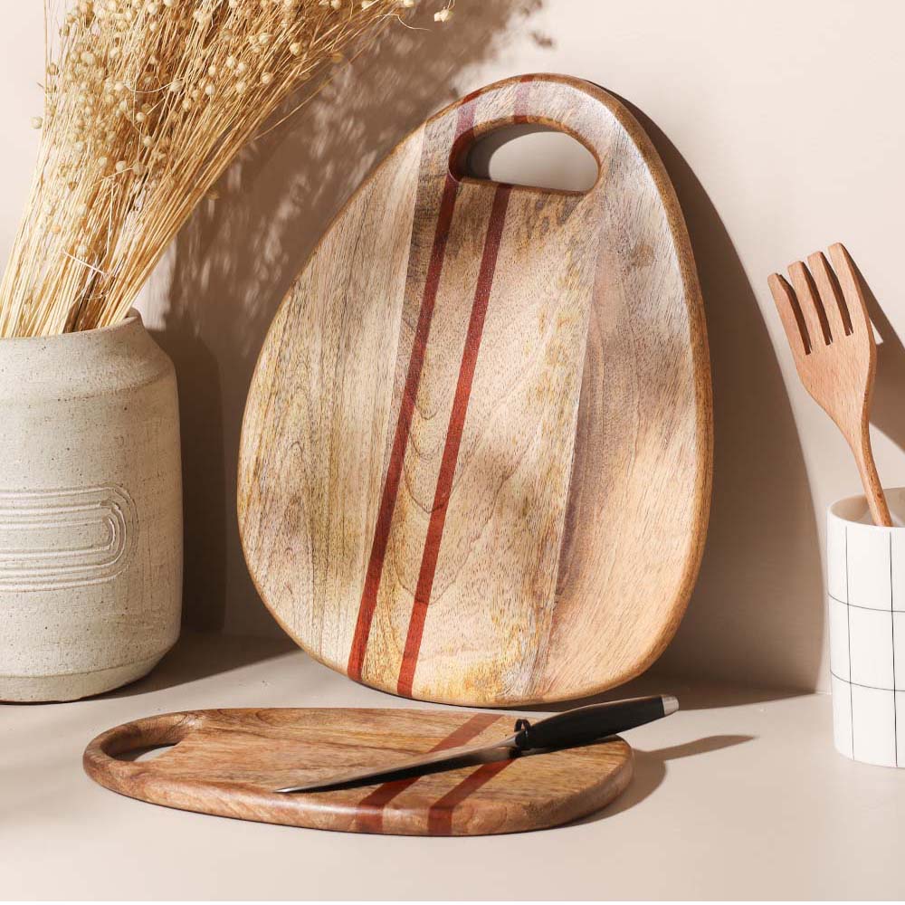 Athena Wooden Trigonal Chopping Board - Natural Red - Image 2