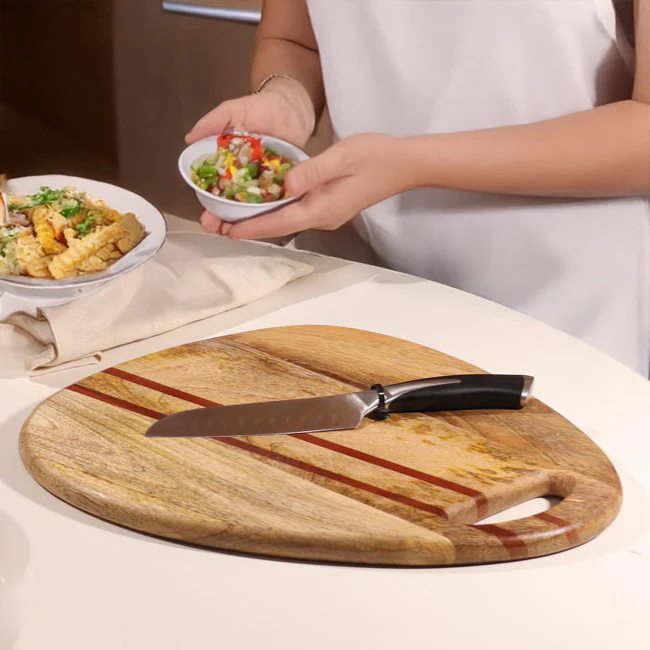 Athena Wooden Trigonal Chopping Board - Natural Red - Image 4