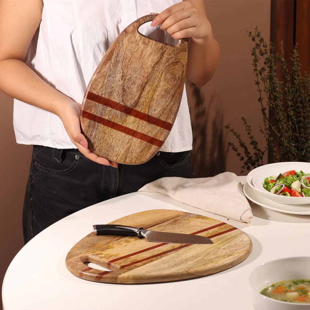 Athena Wooden Trigonal Chopping Board - Natural Red - Image 5