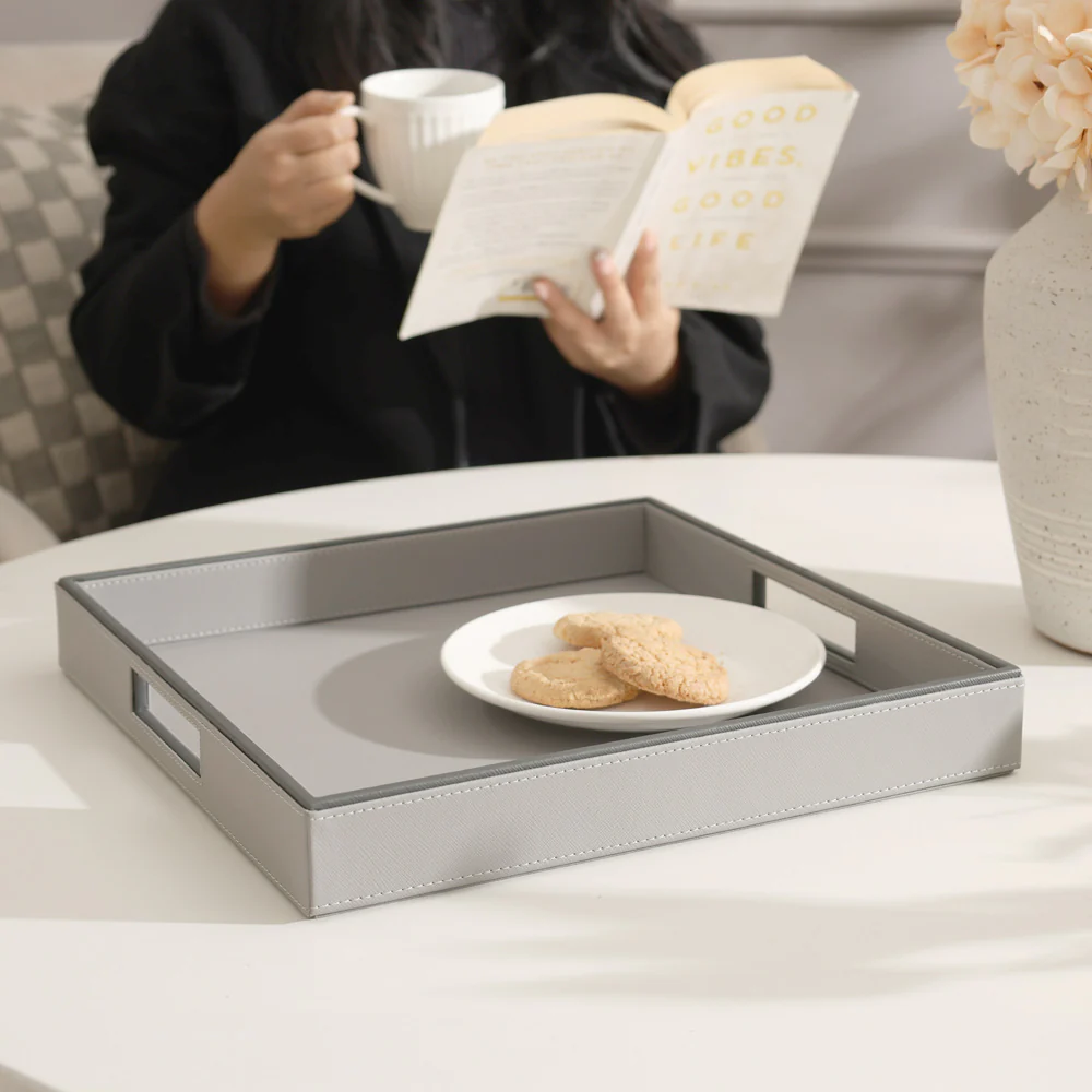 Auber Square Serving Tray Medium - Light Grey - Image 2