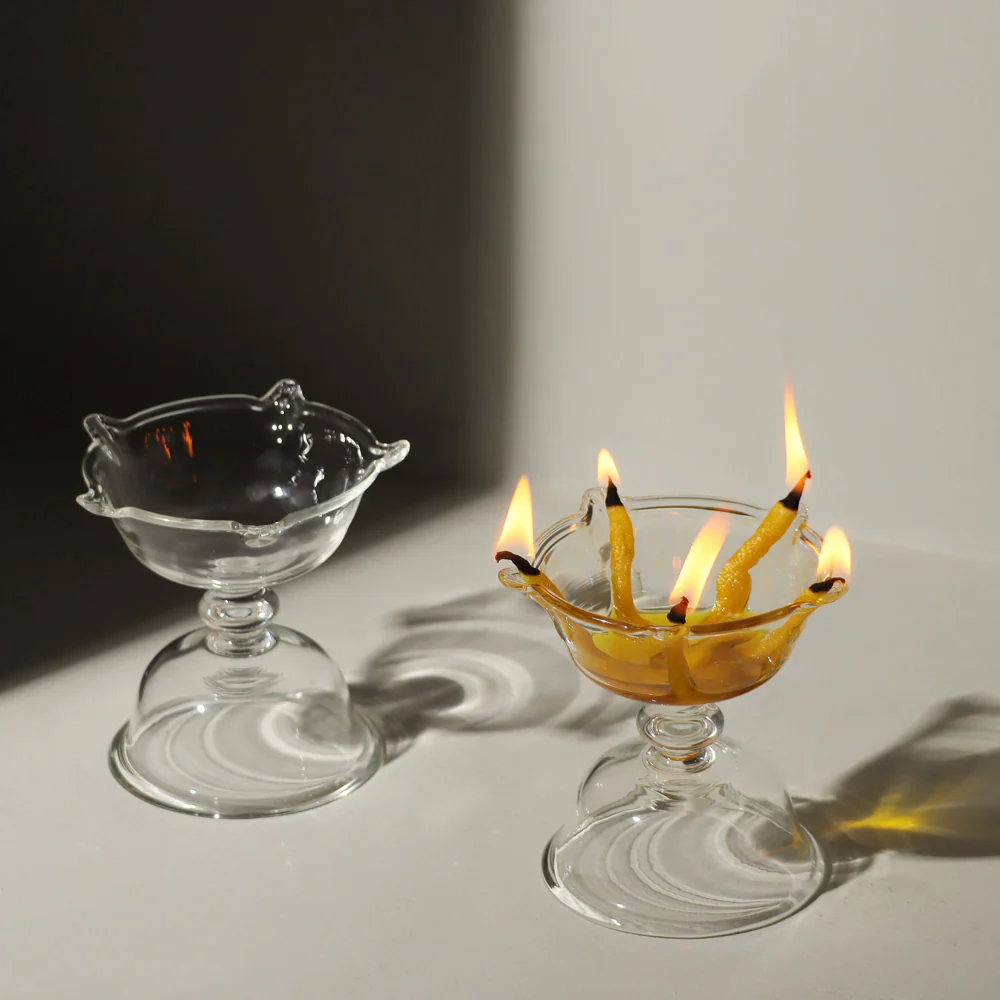 Aura Petals Diya, Set of 2 - Clear - Image 4