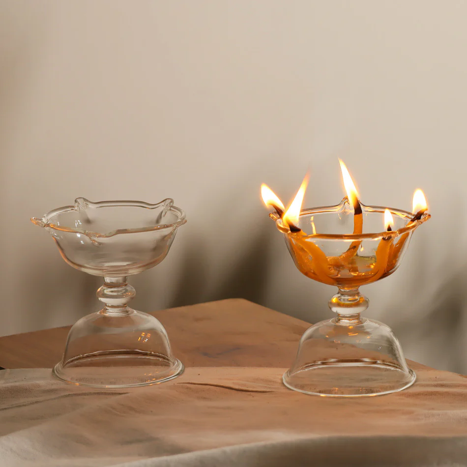 Aura Petals Diya, Set of 2 - Clear - Image 5