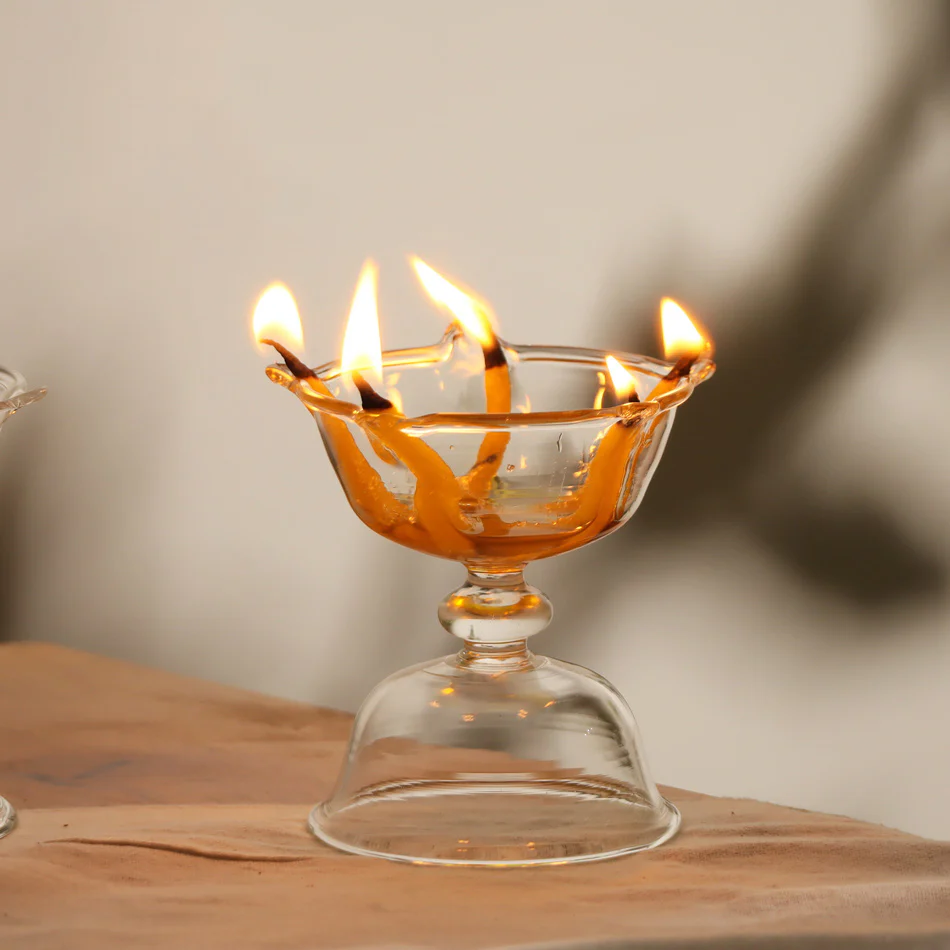 Aura Petals Diya, Set of 2 - Clear - Image 6