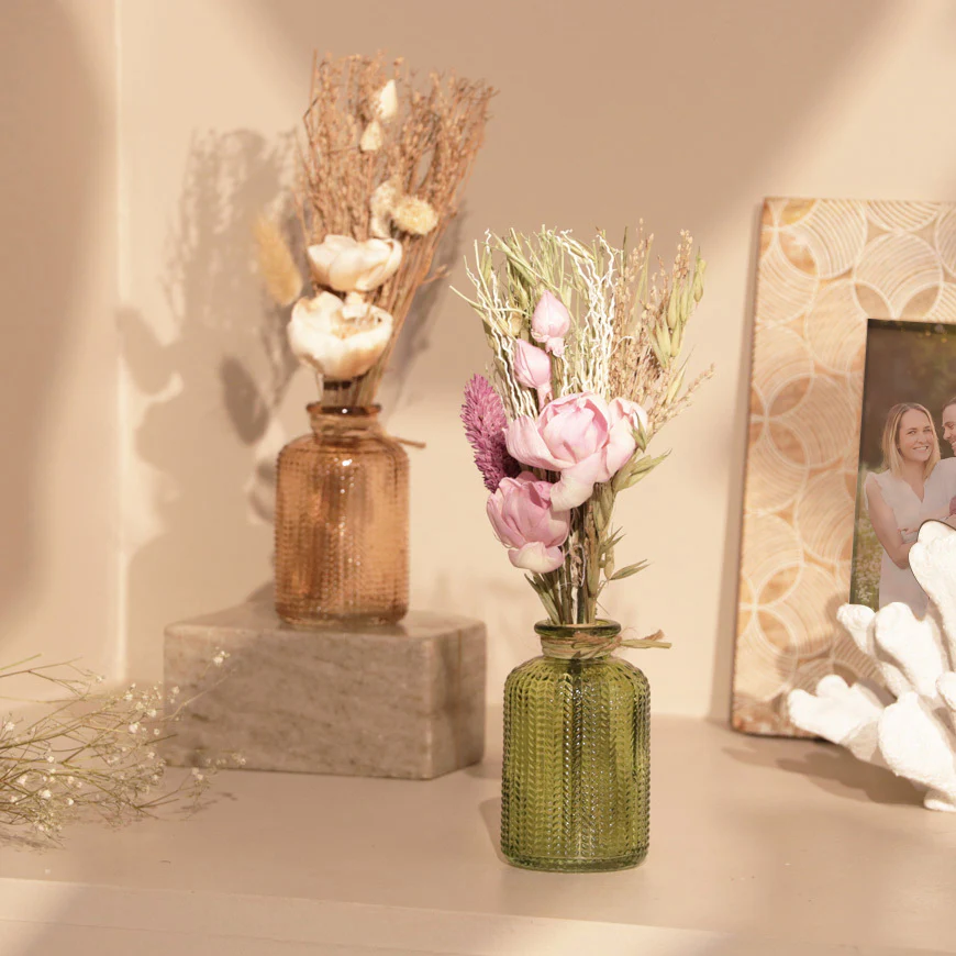 Aura Dried Flowers Bouquet in Glass Vase - Lavender Green - Image 6
