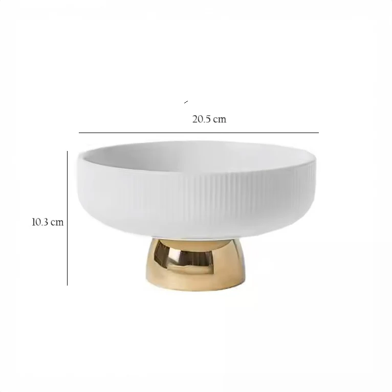 Aura Elevated Ceramic Bowl Medium - Ivory Gold - Image 5