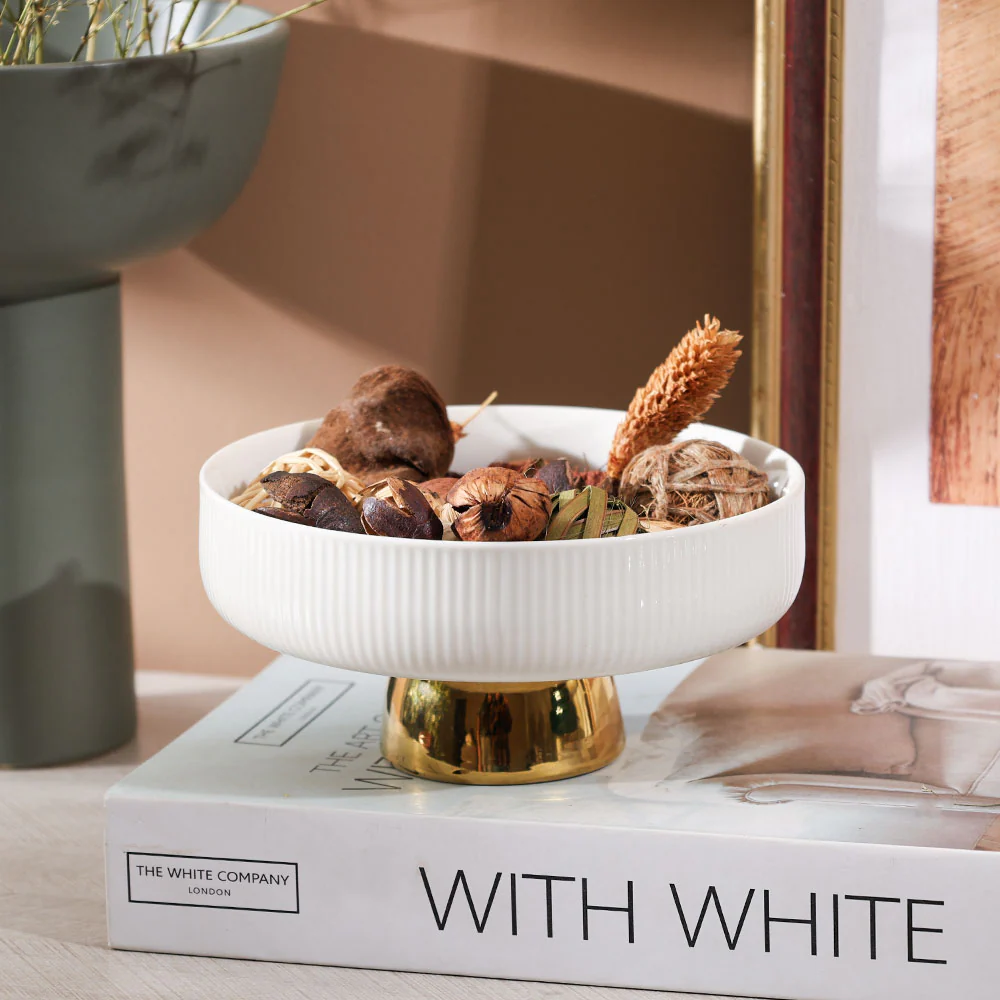 Aura Elevated Ceramic Bowl Small - Ivory Gold - Image 5