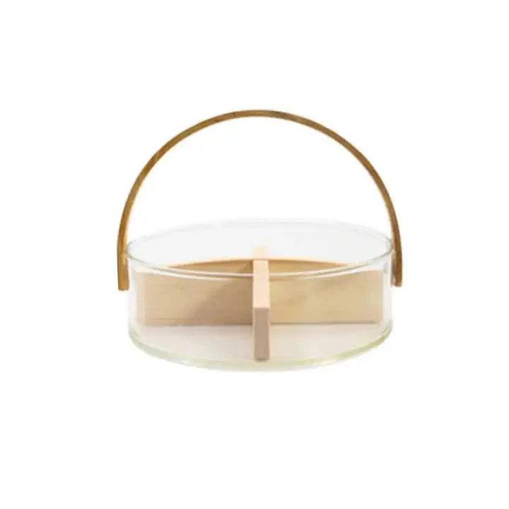 Aura Sectional Glass Storage Basket with Wooden Handle - Image 4