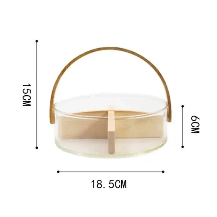 Aura Sectional Glass Storage Basket with Wooden Handle - Image 7