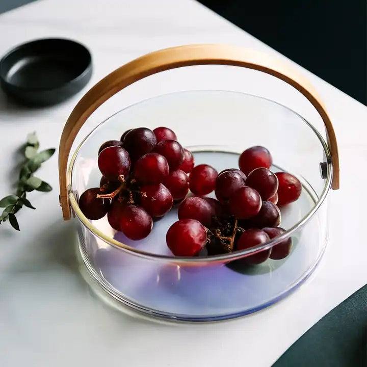 Aura Sectional Glass Storage Basket with Wooden Handle - Image 9