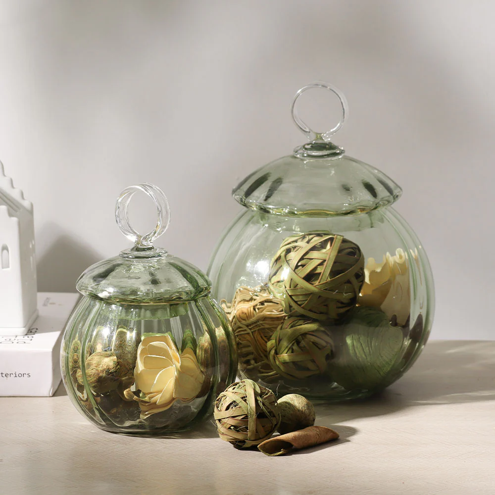 Auro Fluted Round Storage Jar Medium - Sage - Image 4