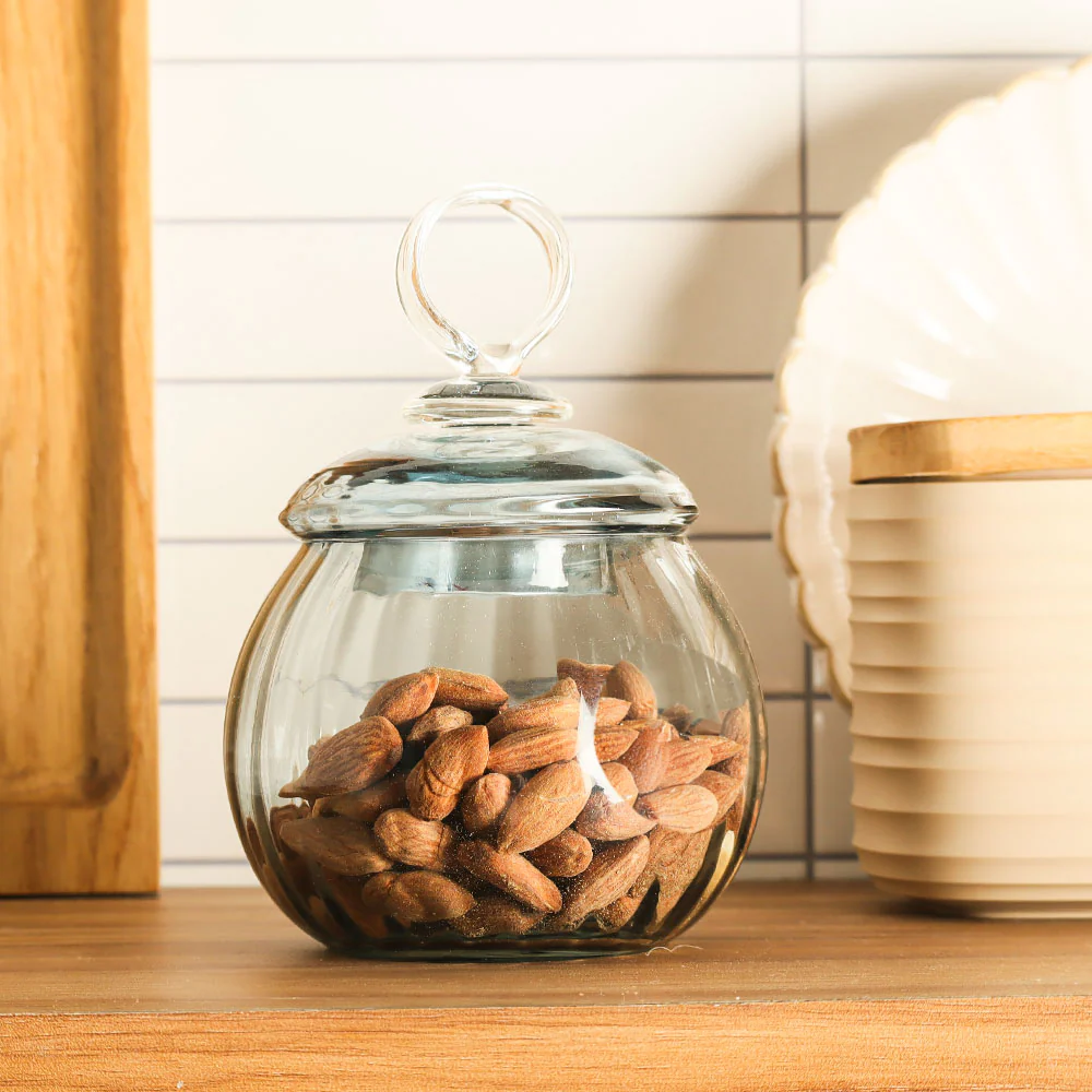Auro Fluted Round Storage Jar Small - Aqua - Image 5
