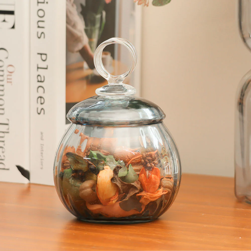 Auro Fluted Round Storage Jar Small - Aqua - Image 6