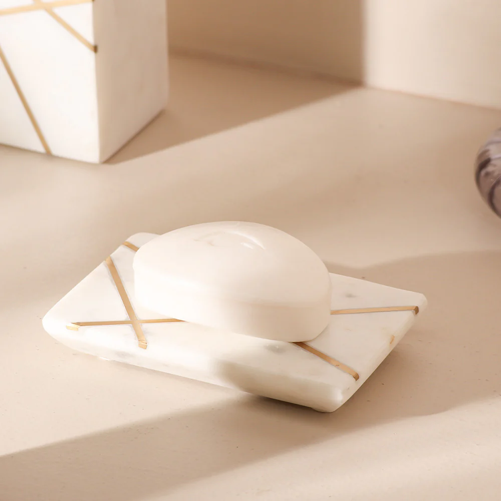 Aurum Marble Soap Dish - White Gold - Image 4