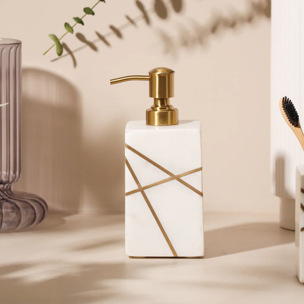Aurum Marble Soap Dispenser - White Gold