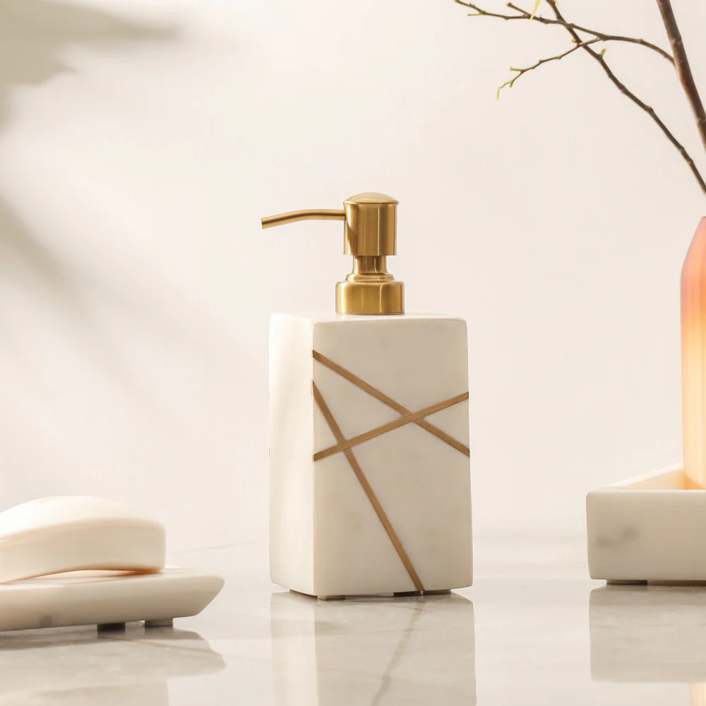 Aurum Marble Soap Dispenser - White Gold - Image 2