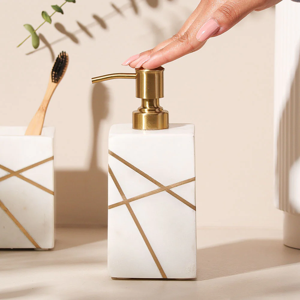 Aurum Marble Soap Dispenser - White Gold - Image 3