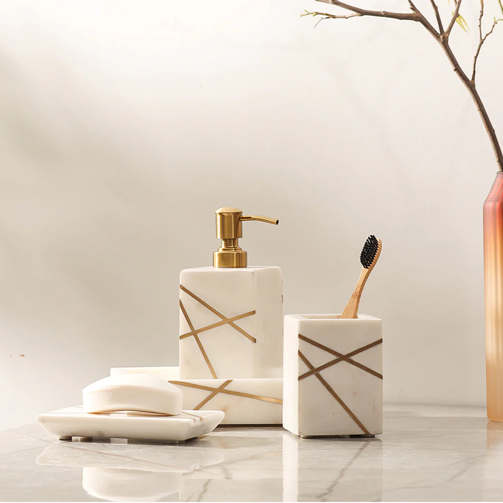 Aurum Marble Soap Dispenser - White Gold - Image 5