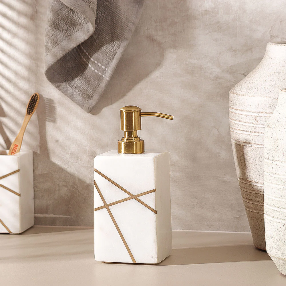 Aurum Marble Soap Dispenser - White Gold - Image 6