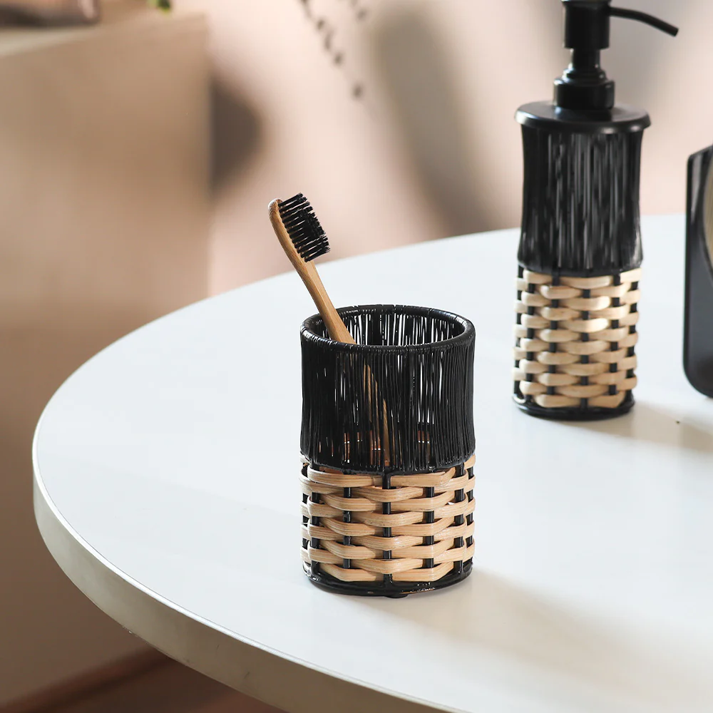 Ava Toothbrush Tumbler - Beige Black - Image 4