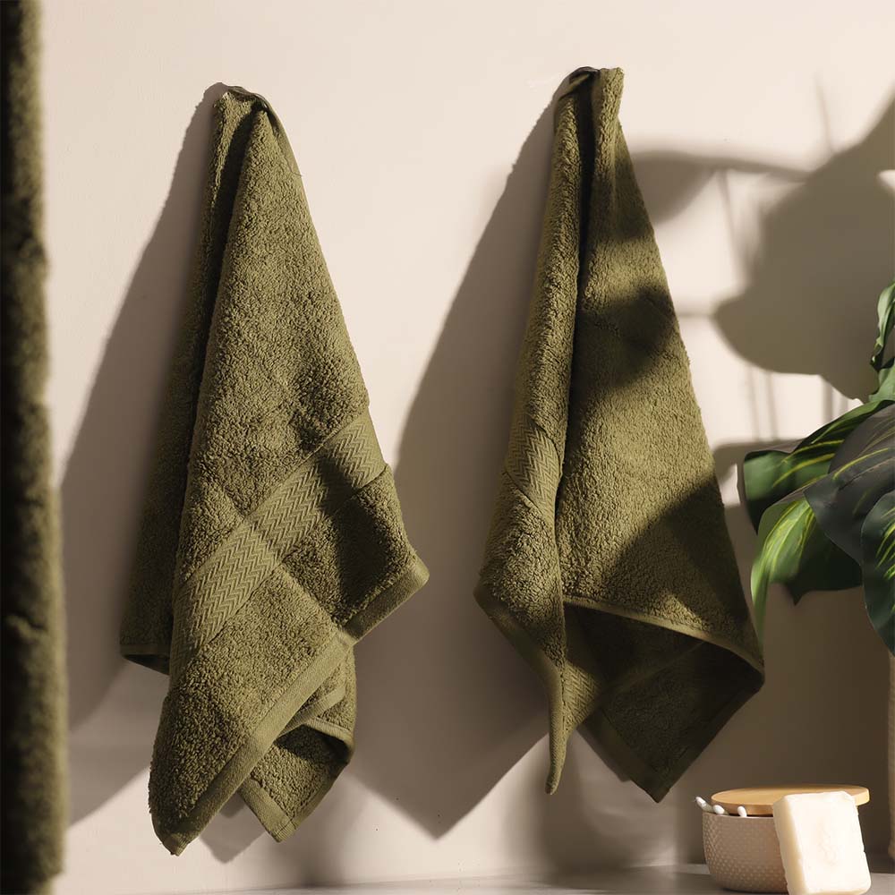 Avant Zero-Twist Cotton Hand Towels, Set of 2 - Pine Green - Image 7