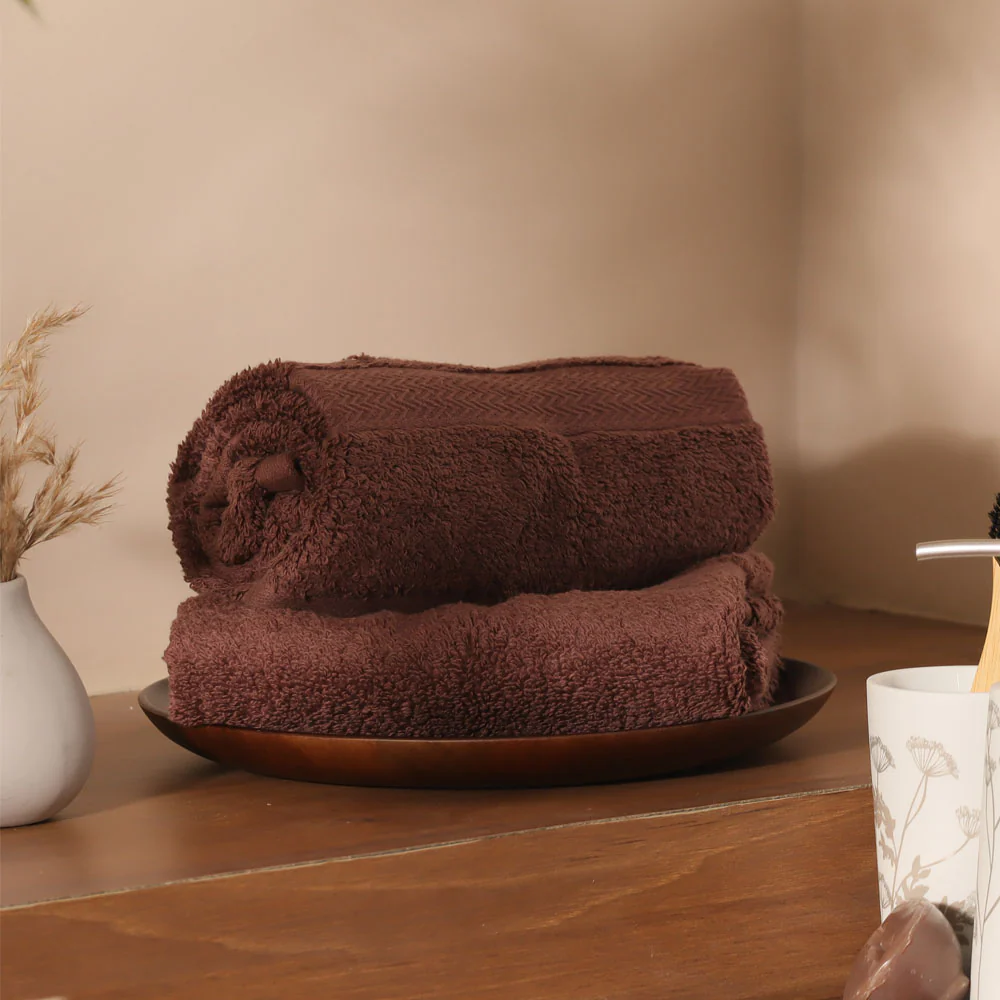 Avant Zero-Twist Cotton Hand Towels, Set of 2 - Russet Brown - Image 2