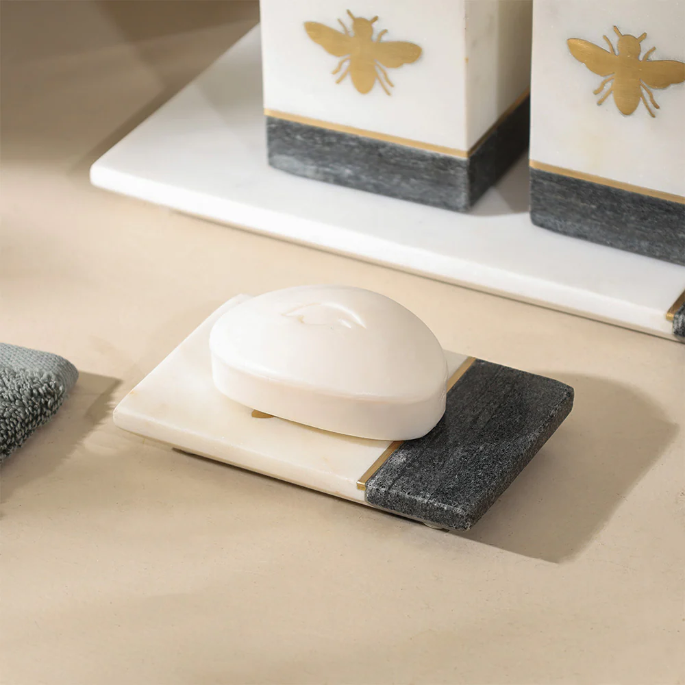 Bee Gold Inlay Marble Soap Dish - Monochrome - Image 2