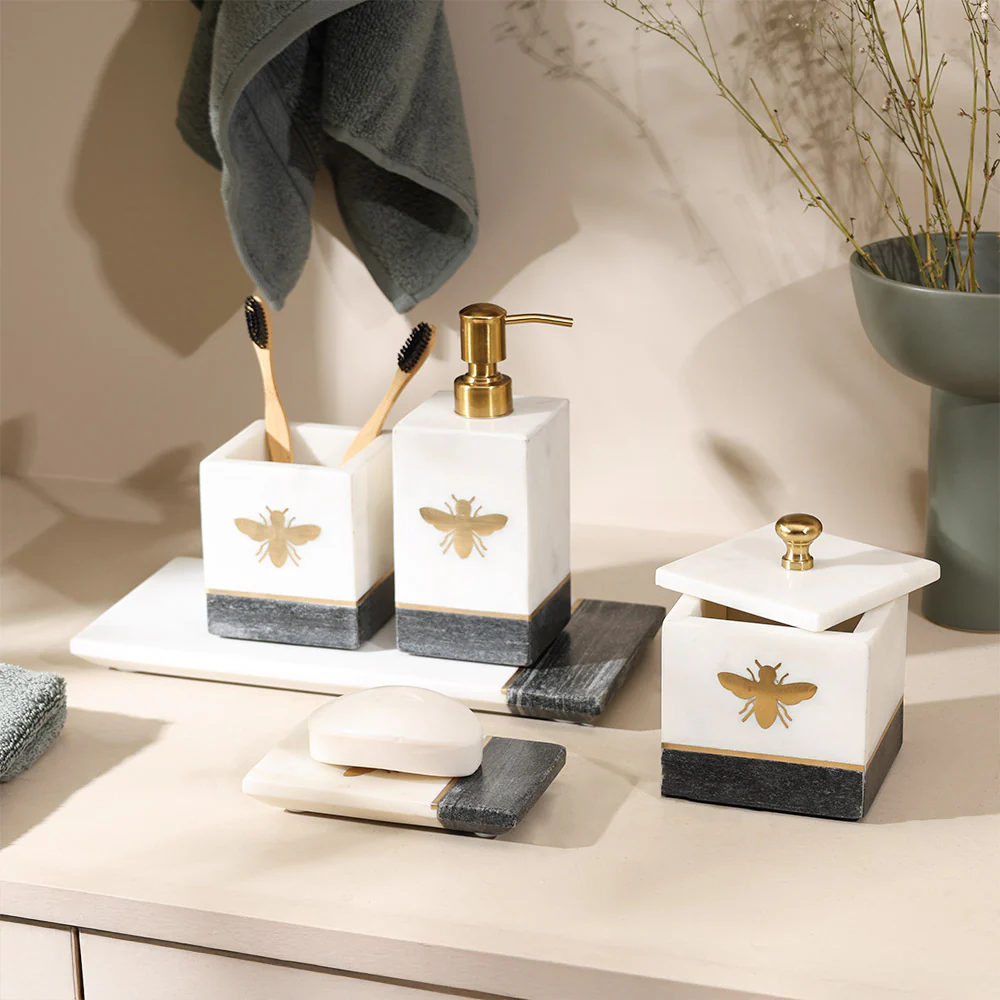 Bee Gold Inlay Marble Storage Jar - Monochrome - Image 6