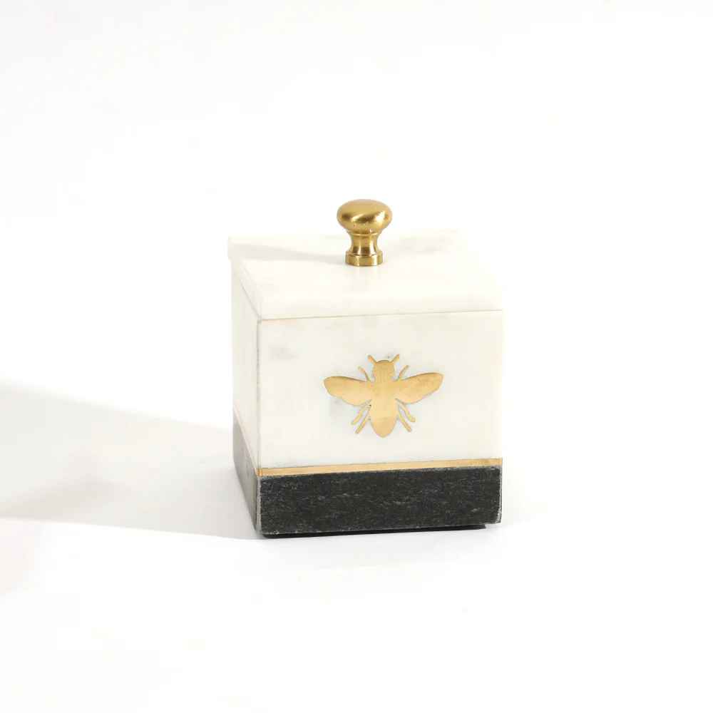 Bee Gold Inlay Marble Storage Jar - Monochrome - Image 7