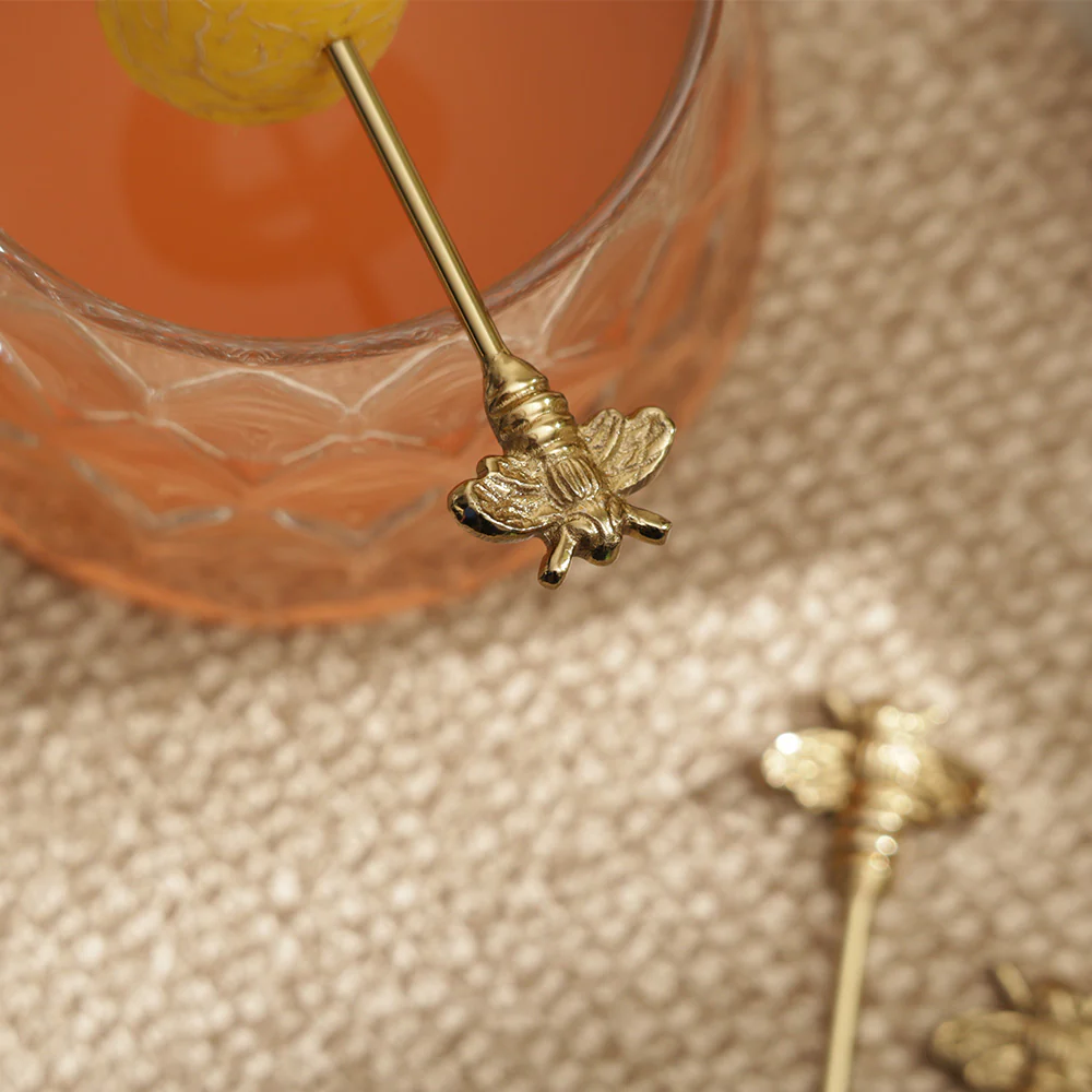 Beehive Metal Appetizer Picks, Set of 6 - Gold - Image 5